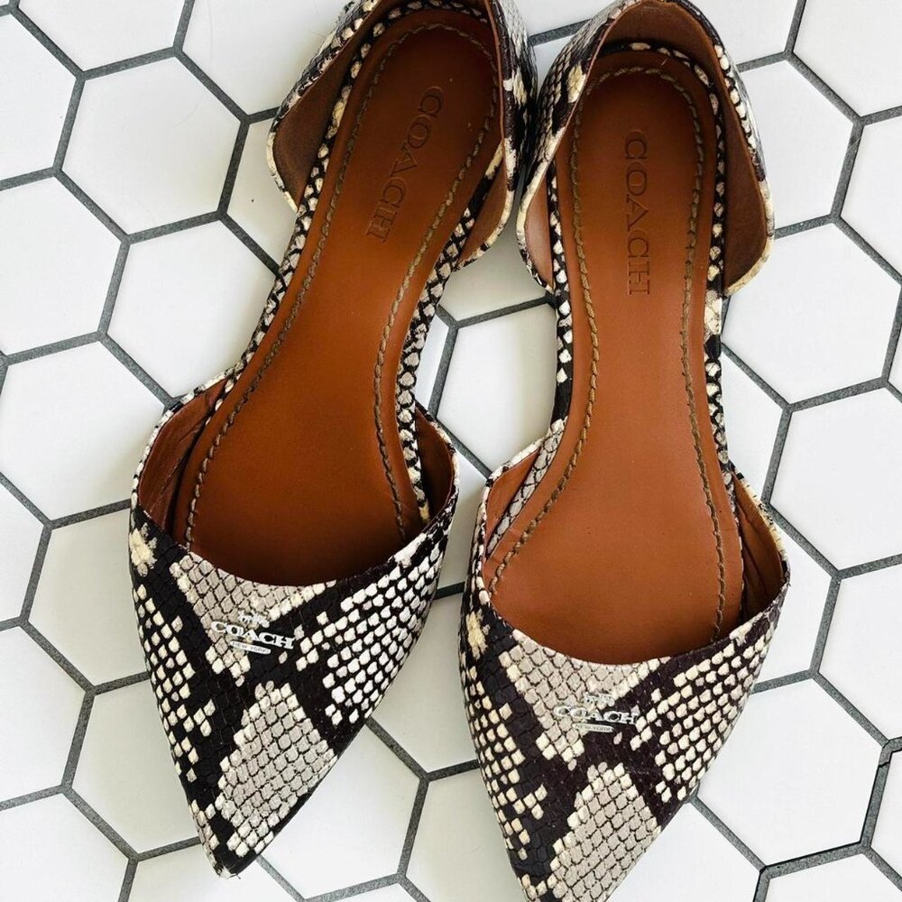 Vintage Coach Snakeskin Dorsay Flats